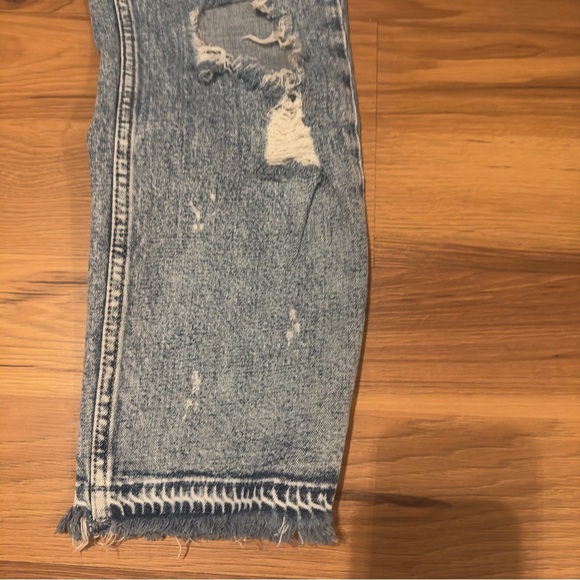 Abercrombie & Fitch Light Blue Distressed Curve love Straight Leg Jeans - Picture 3 of 9